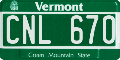 VT license plate CNL670