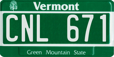 VT license plate CNL671