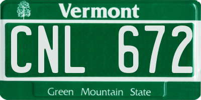 VT license plate CNL672