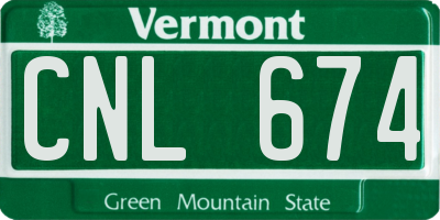 VT license plate CNL674