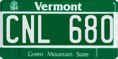 VT license plate CNL680