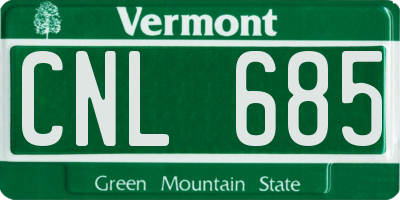 VT license plate CNL685