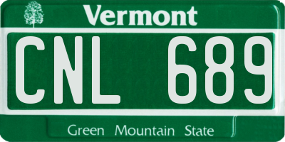 VT license plate CNL689