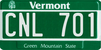 VT license plate CNL701