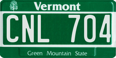 VT license plate CNL704