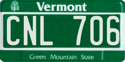 VT license plate CNL706