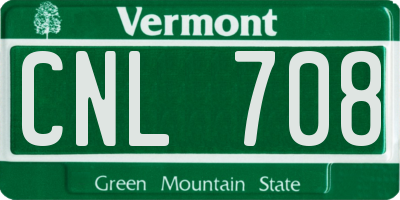 VT license plate CNL708