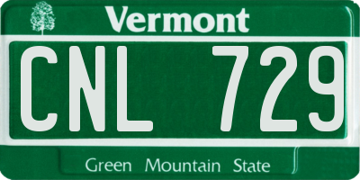 VT license plate CNL729