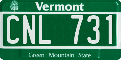 VT license plate CNL731