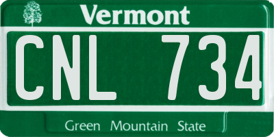 VT license plate CNL734