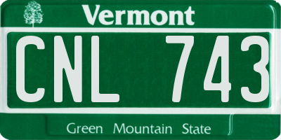 VT license plate CNL743