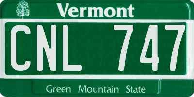 VT license plate CNL747