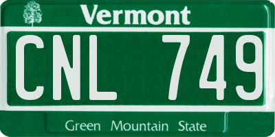 VT license plate CNL749