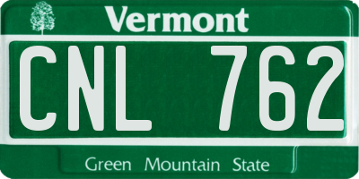 VT license plate CNL762