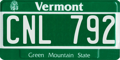 VT license plate CNL792