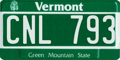 VT license plate CNL793