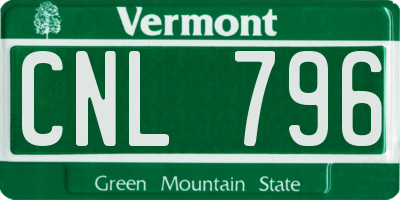 VT license plate CNL796