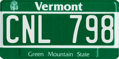 VT license plate CNL798
