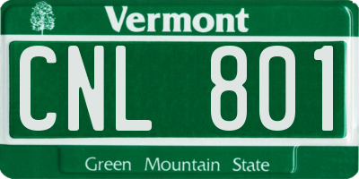 VT license plate CNL801