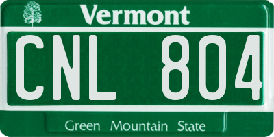 VT license plate CNL804
