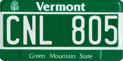 VT license plate CNL805