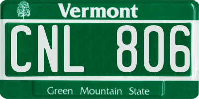 VT license plate CNL806