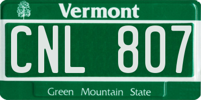 VT license plate CNL807