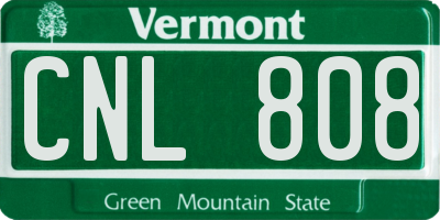 VT license plate CNL808