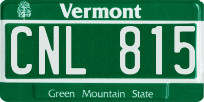 VT license plate CNL815