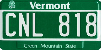 VT license plate CNL818