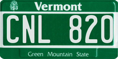 VT license plate CNL820