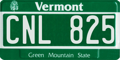 VT license plate CNL825