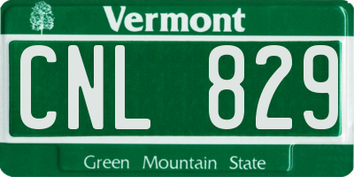 VT license plate CNL829