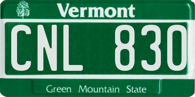 VT license plate CNL830