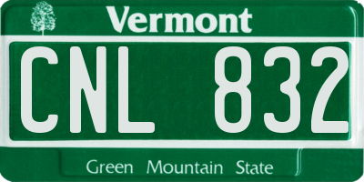 VT license plate CNL832