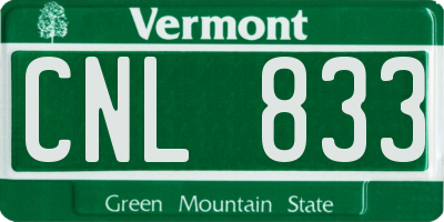 VT license plate CNL833