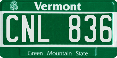 VT license plate CNL836