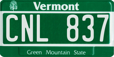 VT license plate CNL837
