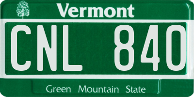 VT license plate CNL840