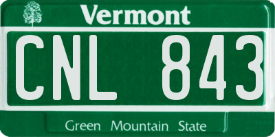 VT license plate CNL843