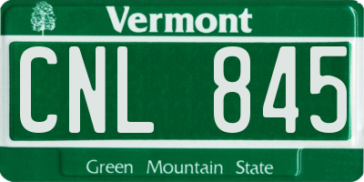 VT license plate CNL845