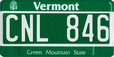 VT license plate CNL846