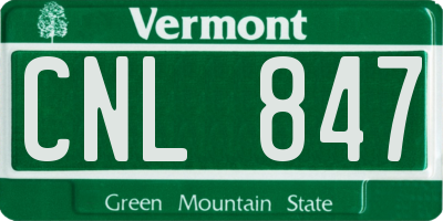 VT license plate CNL847