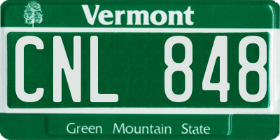VT license plate CNL848