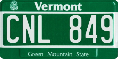 VT license plate CNL849