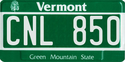 VT license plate CNL850