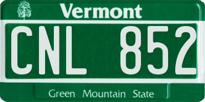 VT license plate CNL852