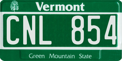 VT license plate CNL854