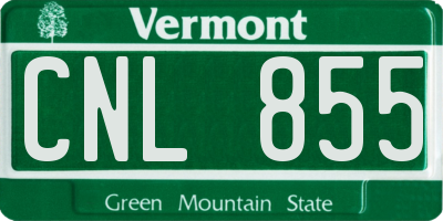 VT license plate CNL855