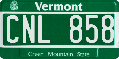 VT license plate CNL858